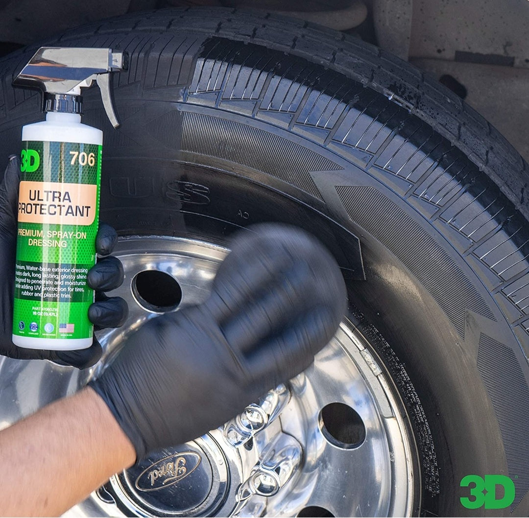 3D Ultra Protectant Tire Shine - Long Lasting, High Shine Tire Spray -  Excellent Protectant for Rubber & Vinyl 1 Gallon