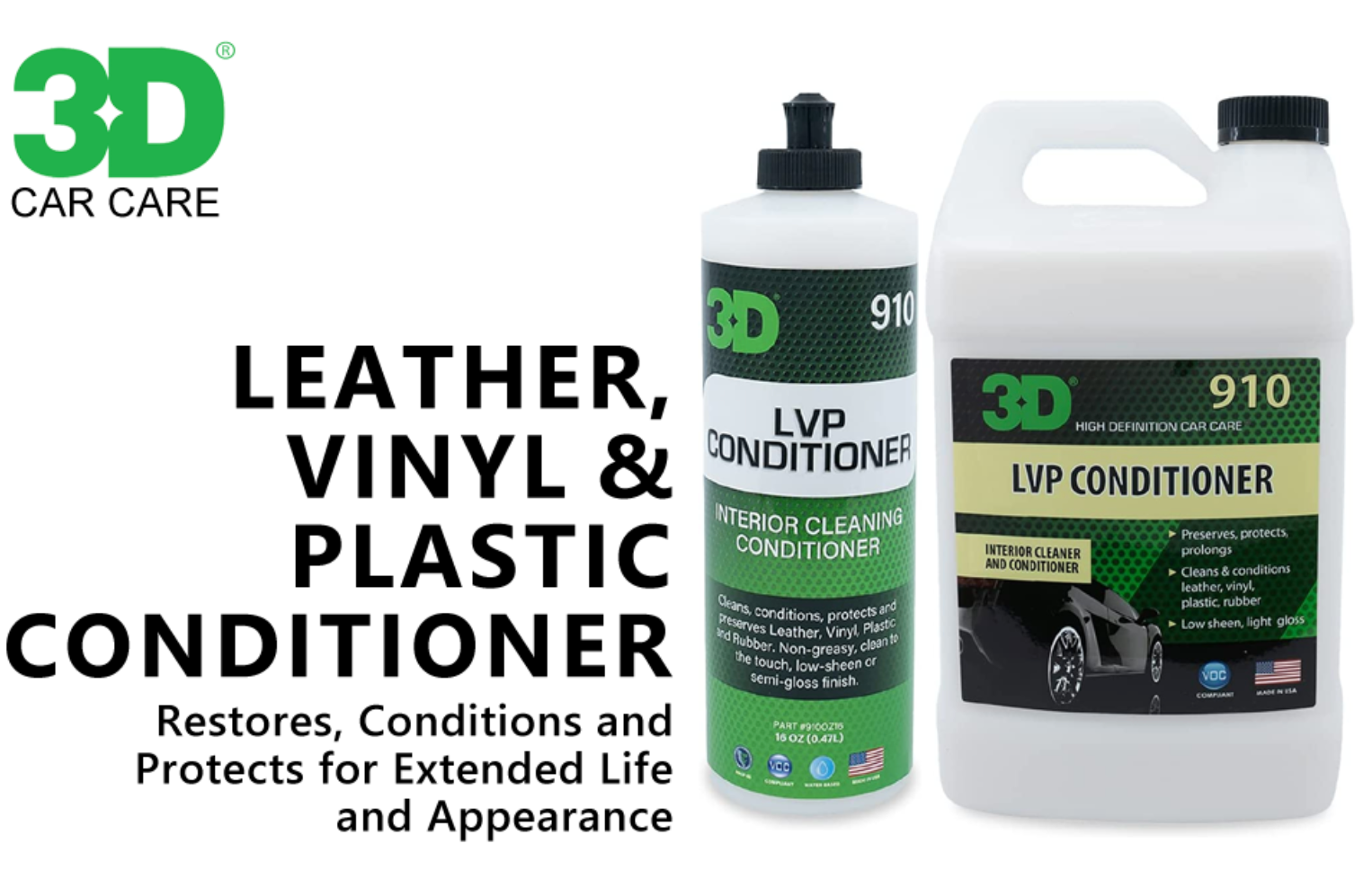 3D Leather Vinyl Plastic Conditioner 16 oz