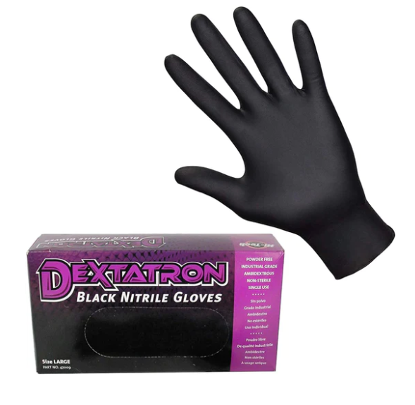 INDUSTRIAL BLACK NITRILE DISPOSABLE PWDR FREE GLOVES 100 COUNT